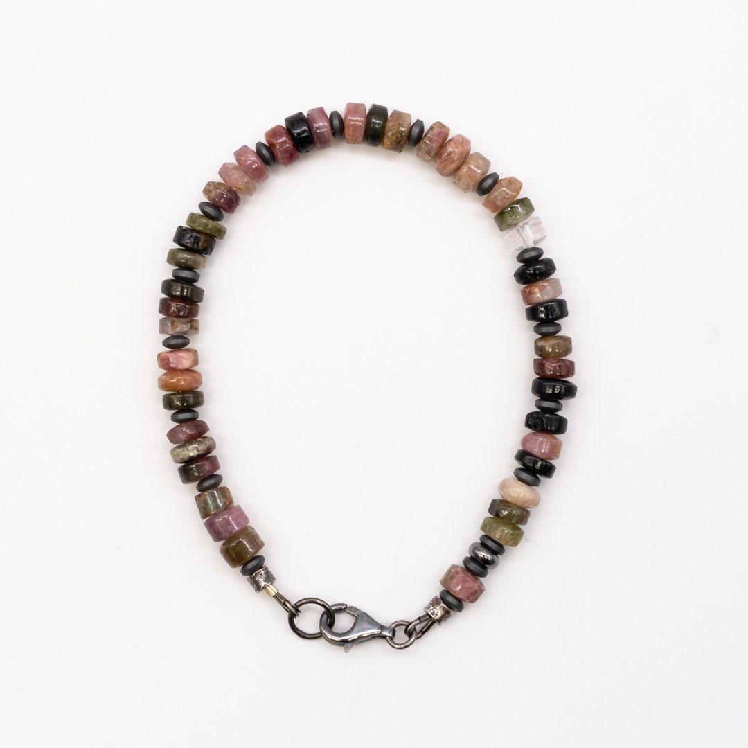 Bracciale in Tormalina, Ematite, Argento