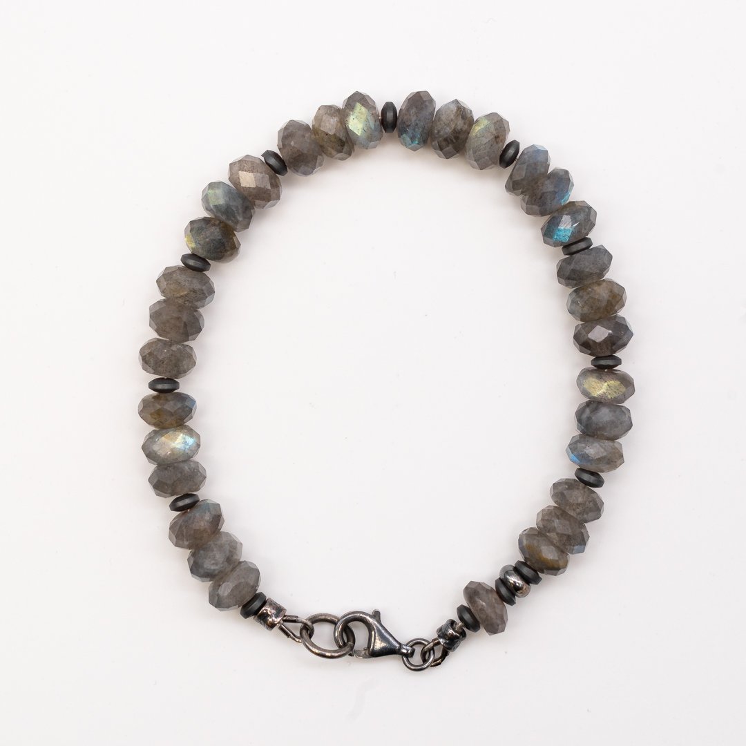 Bracciale in Labradorite, Ematite, Argento